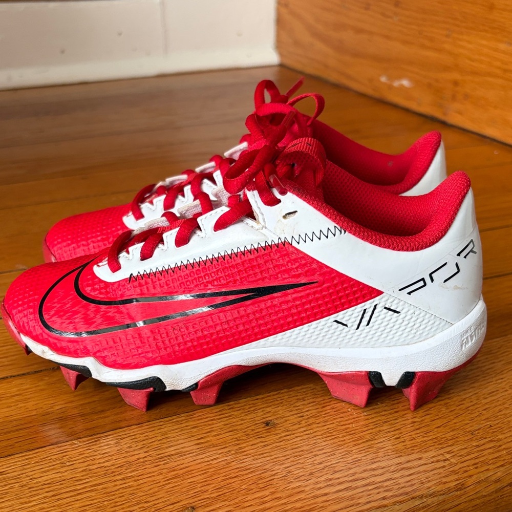 Nike Kids Red and White Cleats size 2.5